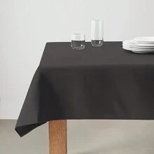 6 Pieces Elegant Disposable Black Tablecloth, Machine Woven, Perfect For Weddings, Bridal Showers, Birthdays, And General Gatherings. Easy To Clean Indoor Plastic Cover