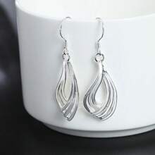 925 Sterling Silver Plated Multilayer Torsion Earrings For Women Charm Wedding Party Fashion Jewelry
