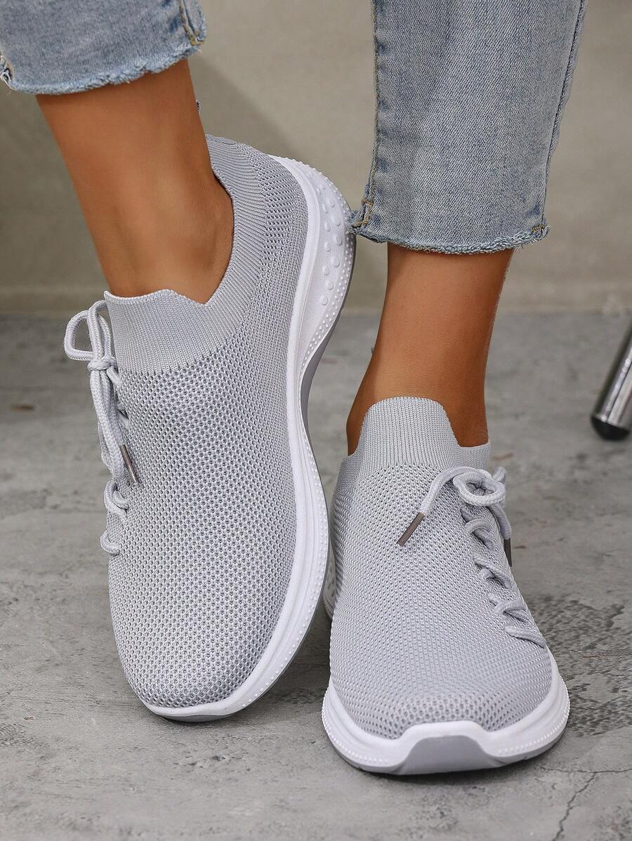 Women's Slip-On Anti-Slip Soft Bottom Lightweight Breathable Mesh Casual Sports Shoes, Spring - Grey - View 1