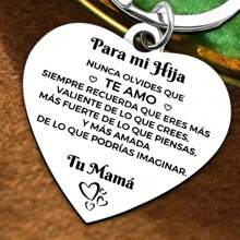 1 pieza Llavero metálico con forma de corazón, regalo para la hija de parte de la madre, regalo del Día de la Madre