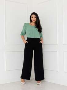 Smile Fashion   blusa feminina manga curta tecido duna