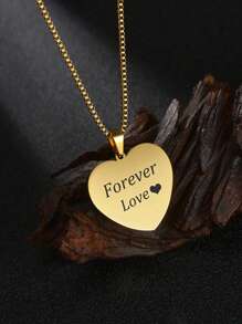 Colar com Pingente em Forma de Coração de Aço Inoxidável com Gravação de Texto Personalizado. Joia de Amor, Presente da Mãe para Homens, Mulheres e Casais, Dourado, Elegante, Colorido, Vintage, Simples, Unissex, Casual, Fofo, Personalizado, Único, Presente Ideal para Ele, Presente Ideal para Ela, Ela, Namorado, Namorada, Pai, Mãe, Família, Amigos, para Aniversários, para Formatura, para Baile de Formatura, para Festa, Joia
