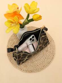 动物印花手提包，女士时尚单肩包/腋下包，百搭法棍包 - 彩色 - 查看 7