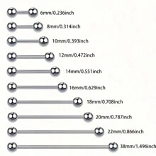 10 件不锈钢简约舌钉、杠铃耳环、球形穿孔首饰，适合男女日常佩戴