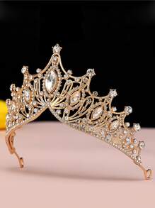 1 pieza Corona de novia de lujo, Corona de cristal de princesa para mujeres, accesorio para la cabeza para fiestas, Corona de novia
