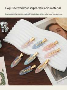 4 件装无缝发夹、侧发夹、刘海夹、发饰鳄鱼发夹 - 彩色 - 查看 4