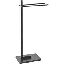 Elegant Free-Standing Steel Towel Rack With 2 Arms In Black Selva - - - View 1