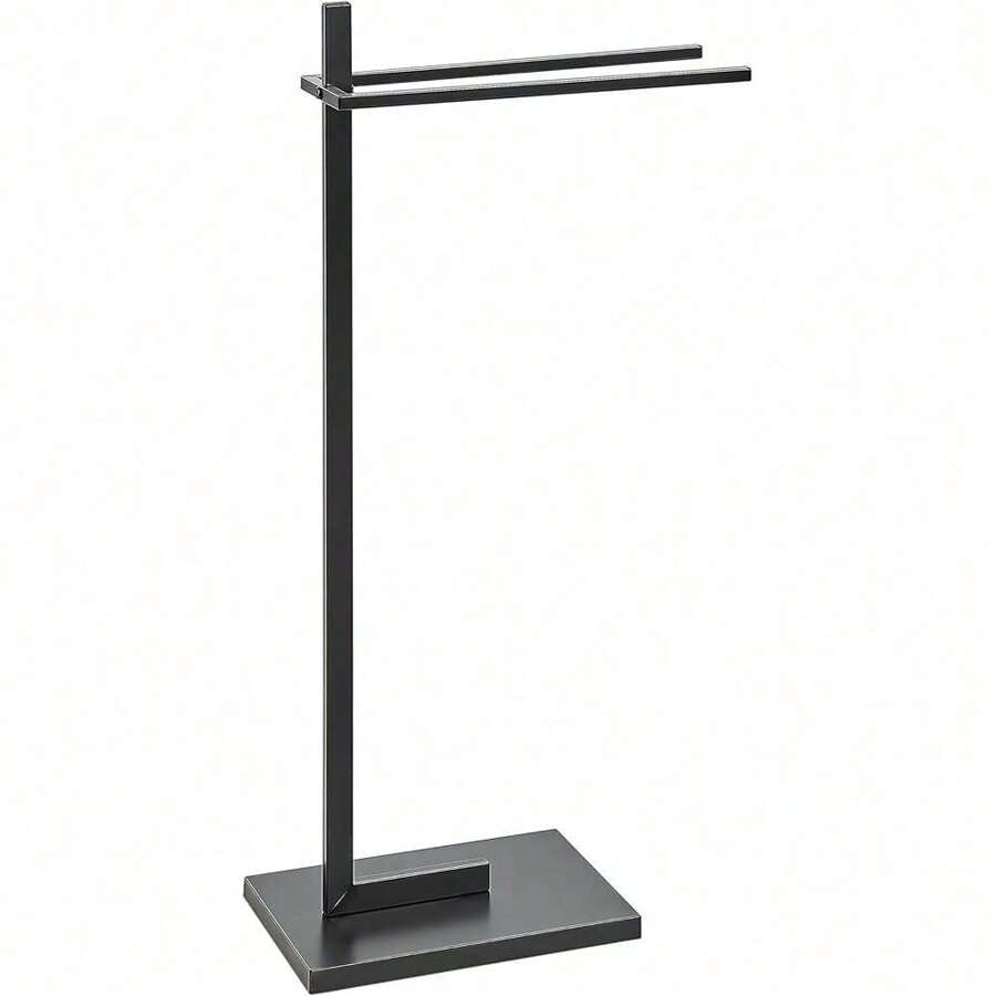 Elegant Free-Standing Steel Towel Rack With 2 Arms In Black Selva - - - View 1
