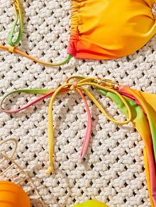 Neues weiches Stoffbikini-Set mit Perlen-Metallschalen-Dekor, verstellbare Spaghetti-Träger, sexy, niedlich und elegant für Partys und den Strand, Damen Sommer Strandmode Badeanzug