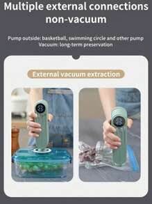 1pc Portable Vacuum Sealer Machine, USB Rechargeable Food Vacuum Sealer With LED Display, Multi-Function Food Preservation System, Includes Snack Bag Sealing, Suction And Inflation, ABS Material, No Assembly Required, 1200mAh Battery Powered, Ideal Mother's Day/Valentine's Day Gift