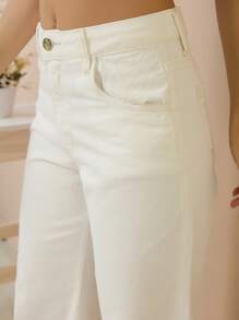 Women's Wide Leg High Waisted Butt Lifting Jeans--88 - Bege2 - View 2