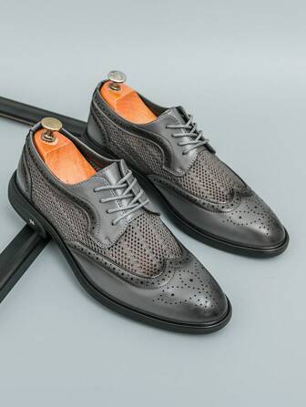 Business Casual Breathable Men's Pointed Toe Formal Shoes, British Style