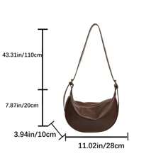 Large Capacity Versatile Fashionable Casual Niche Design Simple Solid Color Zipper Shoulder Crossbody Saddle Bag, Commute Dumpling Bag - Brown - View 2