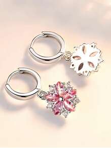 Sterling Silver Cherry Earrings Flower Vermiculite Earring Temperamental Petal Earrings Female Eye Exaggerated Earrings Valentine's Day Gift - Cherry Blossom Earrings - View 4