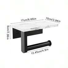 1个304不锈钢大理石纹卫生纸架，浴室壁挂式纸巾卷架带置物架 - 彩色 - 查看 4