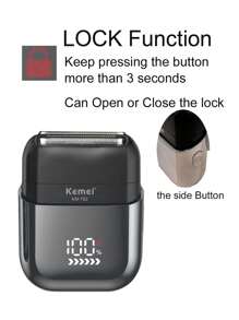 Kemei KM-T82 新款电动剃须刀液晶显示屏往复式剃须刀专业剃须刀男士电动便携式剃须刀旅行剃须刀干湿剃须机男士礼物剃须刀 - 銀色 - 查看 12