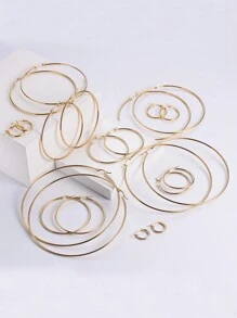 1 Pair Stainless Steel Classic Earrings, Oversized Hoop Earrings, Titanium Steel Round Circle Earrings, Silver & Gold Color Jewelry For Women