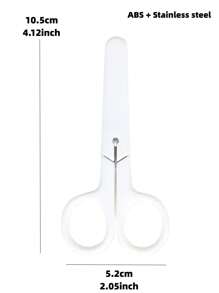 1把迷你剪刀，带帽，简约白色不锈钢刀片，圆头设计，适用于剪贴簿手工制作、返校季、学习用品 - 白色 - 查看 2