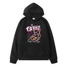 Graffiti StyleTeddy BearPattern Man Hoodie Men Y2k Autumn Pure Cotton Clothing Fashion Sweatshirt New In Hoodies &AmpSweatshirts - 黑色 - 查看 1