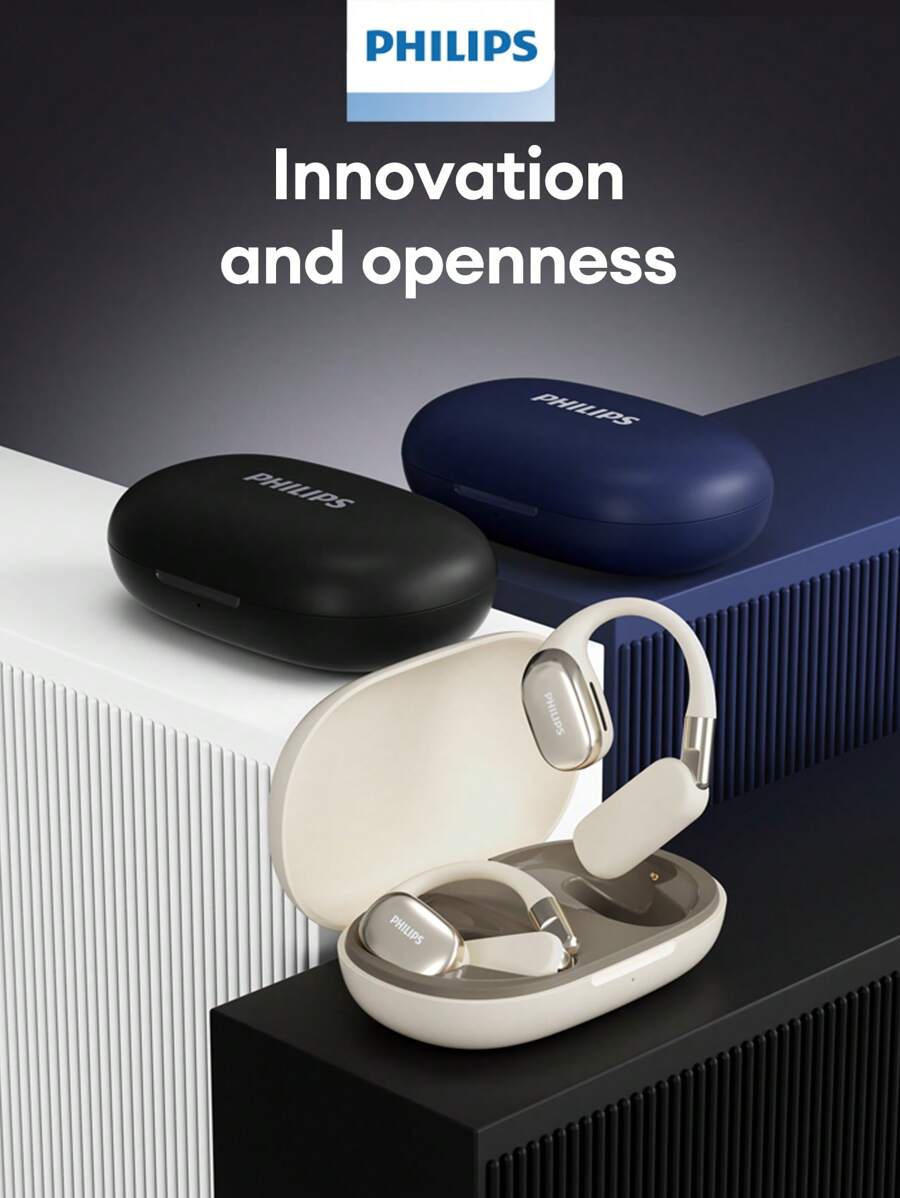 PHILIPS 飞利浦 TAT5739 商务蓝牙耳机，挂耳式，超长续航，5.4 大动圈单元，HIFI 环绕音效，低延迟，音乐游戏，高清通话麦克风，佩戴舒适，便携，无线，兼容智能手机和电脑 - 彩色 - 查看 1