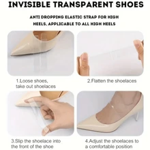 1/3/5Pairs Transparent Invisible Shoelaces For High Heels, Elastic Transparent Wear-Resistant Adjustable Shoelaces, Accessories For Women Shoes - Multicolor - View 12