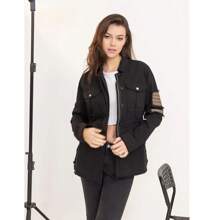 CHAQUETA VAQUERA CON CINTURON PARA ANUDAR A LA CINTURA - Negro - Ver 3