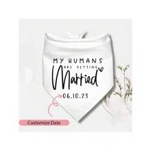 Personalized Dog Head Scarf, Pet Cat Scarf, Wedding Engagement Ceremony Announcement Decoration Bride Groom Gift Photo Prop, Christmas - White - View 6