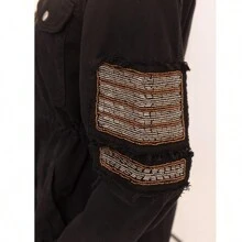 CHAQUETA VAQUERA CON CINTURON PARA ANUDAR A LA CINTURA - Negro - Ver 5