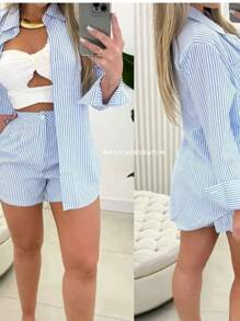 Striped Set, - Xanh và trắng - Xem 1