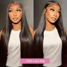 bling hair Straight 13x4 13X6 HD Lace Front Human Hair Wigs For Women Brazilian 30 36 Inch Transparent Lace Frontal Wig 4x4 Closure Wig - 自然色&黑色系 - 查看 7