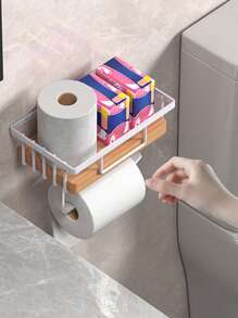 1pc Paper Towel Storage Rack, Wet Wipes Dispenser, Bathroom Roll Holder, Toilet Paper Holder, Small Bathroom Rack, Bathroom Accessories