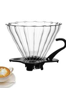 Cafetera de goteo de vidrio premium 02 con asa - Portátil, filtro cónico reutilizable para un sabor talla grande rico, apta para café, capuchino, latte en casa, oficina y viajes de vuelta a la escuela