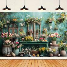 Kleurrijke lente- en paastuin bloemenachtergrond - ideaal voor tienerfeestjes, verjaardags- en feestdecoraties, fotografieachtergronden, eierdecoraties, tienercadeaus