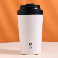 1 件新款时尚简约 304 不锈钢咖啡杯，380 毫升陶瓷内胆经典隔热杯，便携式双层陶瓷杯，男女通用旅行水杯，适合送礼、户外、汽车、办公室、多用途返校