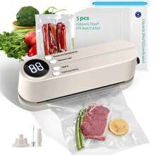 1pc Portable Vacuum Sealer Machine, USB Rechargeable Food Vacuum Sealer With LED Display, Multi-Function Food Preservation System, Includes Snack Bag Sealing, Suction And Inflation, ABS Material, No Assembly Required, 1200mAh Battery Powered, Ideal Mother's Day/Valentine's Day Gift