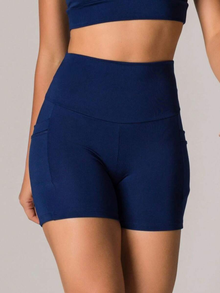 Fitness Shorts With POCKET For Gym Cycling Gymnastics And Outdoor Activities - Màu xanh lam - Xem 1