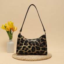 动物印花手提包，女士时尚单肩包/腋下包，百搭法棍包 - 彩色 - 查看 1