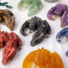 1 pieza Estatua de piedra de cristal natural Wolong, figura decorativa de dragón de Reiki, amuleto de Feng Shui para decoración del hogar y la oficina