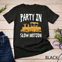Party In Slow Motion - Pontoon Boat Captain Captoon Unisex T-Shirt - Black - View 1