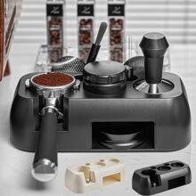 浓缩咖啡压粉站，多功能压粉站，防滑压粉站，浓缩咖啡站适合存储 51-58 毫米压粉分配器手柄，ABS 压粉器支架，咖啡手柄支架 - 黑色 - 查看 1