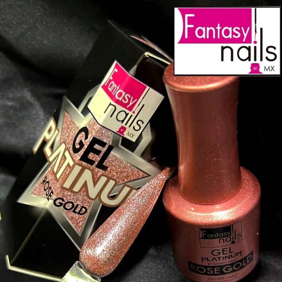 Gel Platinum Rose Gold Fantasy Nails, 15ml Gel Semipermanente de 3 Pasos - Rosa - Ver 1