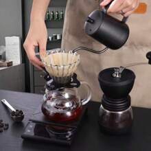 Cafetera de goteo de vidrio premium 02 con asa - Portátil, filtro cónico reutilizable para un sabor talla grande rico, apta para café, capuchino, latte en casa, oficina y viajes de vuelta a la escuela