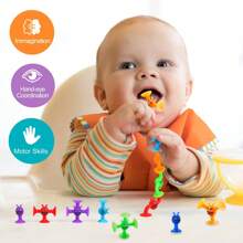 40 件吸盘玩具，适合 3-6 岁儿童的感官玩具，早教玩具，建造、粘贴、弹射、堆叠、质地柔软的减压玩具，窗户玩具，适合 3 岁儿童的建筑玩具，适合男孩女孩的生日/感恩节/圣诞节教育礼物