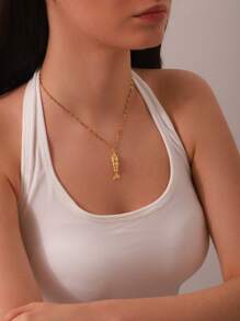 1 件独特设计高端创意项链，18K 镀金不锈钢锦鲤鱼吊坠项链，带 3D 可移动鱼，适合男女，日常佩戴或送礼