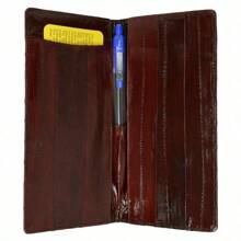 Eel Skin Leather Basic Checkbook Cover Long Wallet Women For Men Money Wallet Mini Wallet Purse Wallet Coin Wallet - Black - View 2