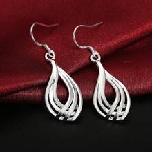 925 Sterling Silver Plated Multilayer Torsion Earrings For Women Charm Wedding Party Fashion Jewelry