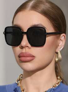 1 副方形加大码黑色沙滩太阳镜，时尚防紫外线波西米亚风格，适合海滩度假和日常佩戴 - 彩色 - 查看 6