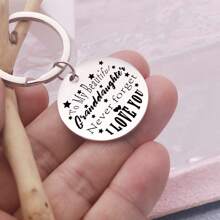 1 件不锈钢钥匙扣，送给孙女祖父母的完美礼物，适用于包和车钥匙、雕刻、生日礼物、毕业和学校礼物、洗礼礼物、简单和个性化的礼物 - 銀色 - 查看 4