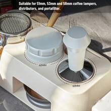 浓缩咖啡压粉站，多功能压粉站，防滑压粉站，浓缩咖啡站适合存储 51-58 毫米压粉分配器手柄，ABS 压粉器支架，咖啡手柄支架 - 黑色 - 查看 9