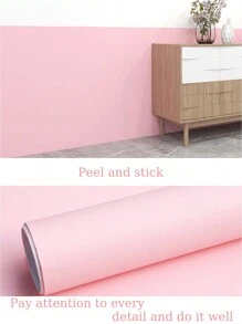 1 Roll Of Pink Self-Adhesive Wallpaper, Thickened Waterproof, Moisture-Proof, Wear-Resistant, Removable Paper, Ideal For Bedroom, Living Room Wall, Cabinet, Furniture Renovation, Diy Cuttable, Tear Off And Stick